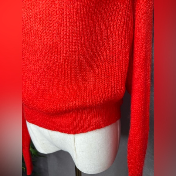 Zara Women’s Red Cropped Ruffled Knit Sweater Sz S - Picture 7 of 12